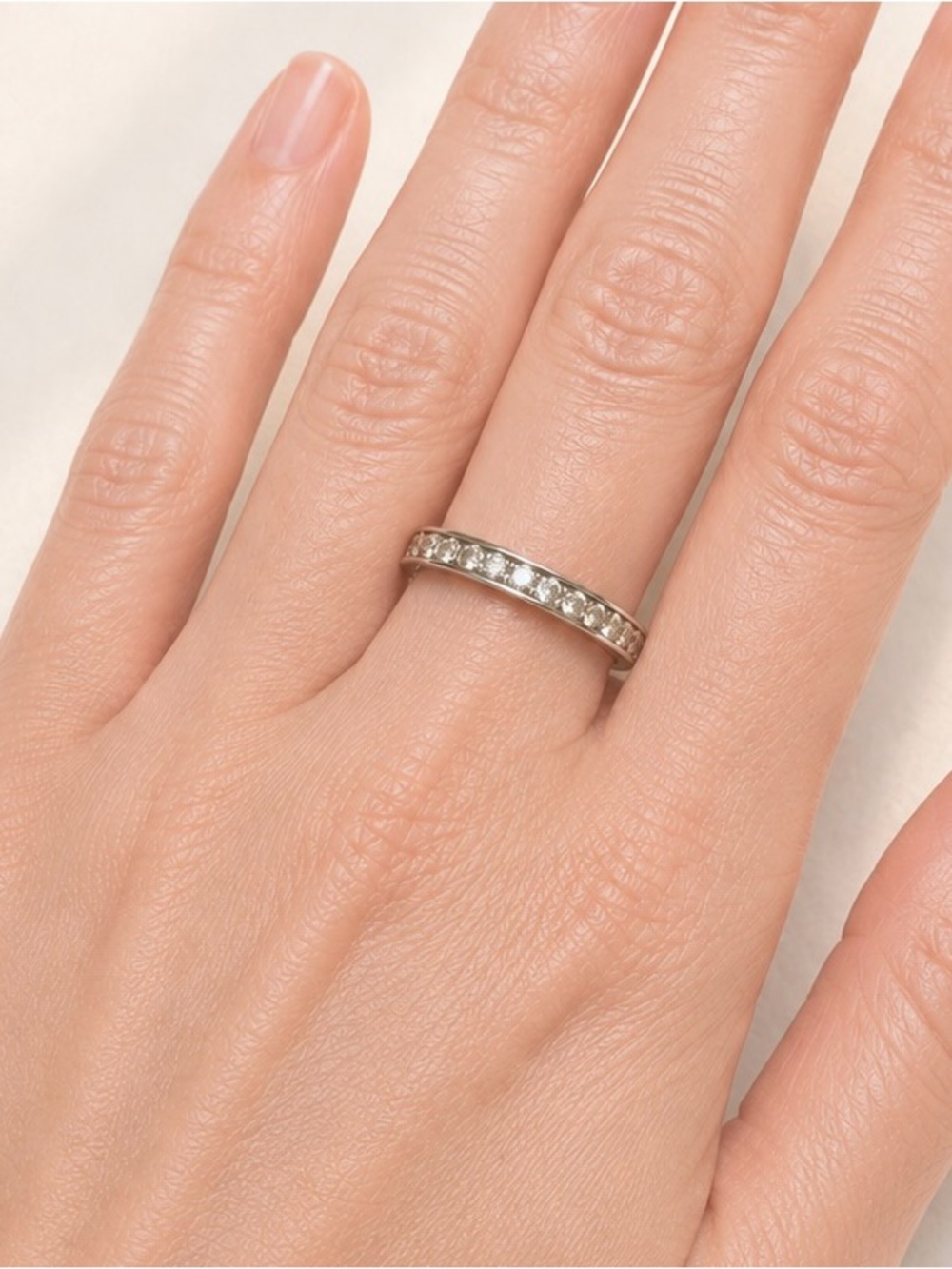 925 Sterling Silver CZ Eternity Band Sz 7